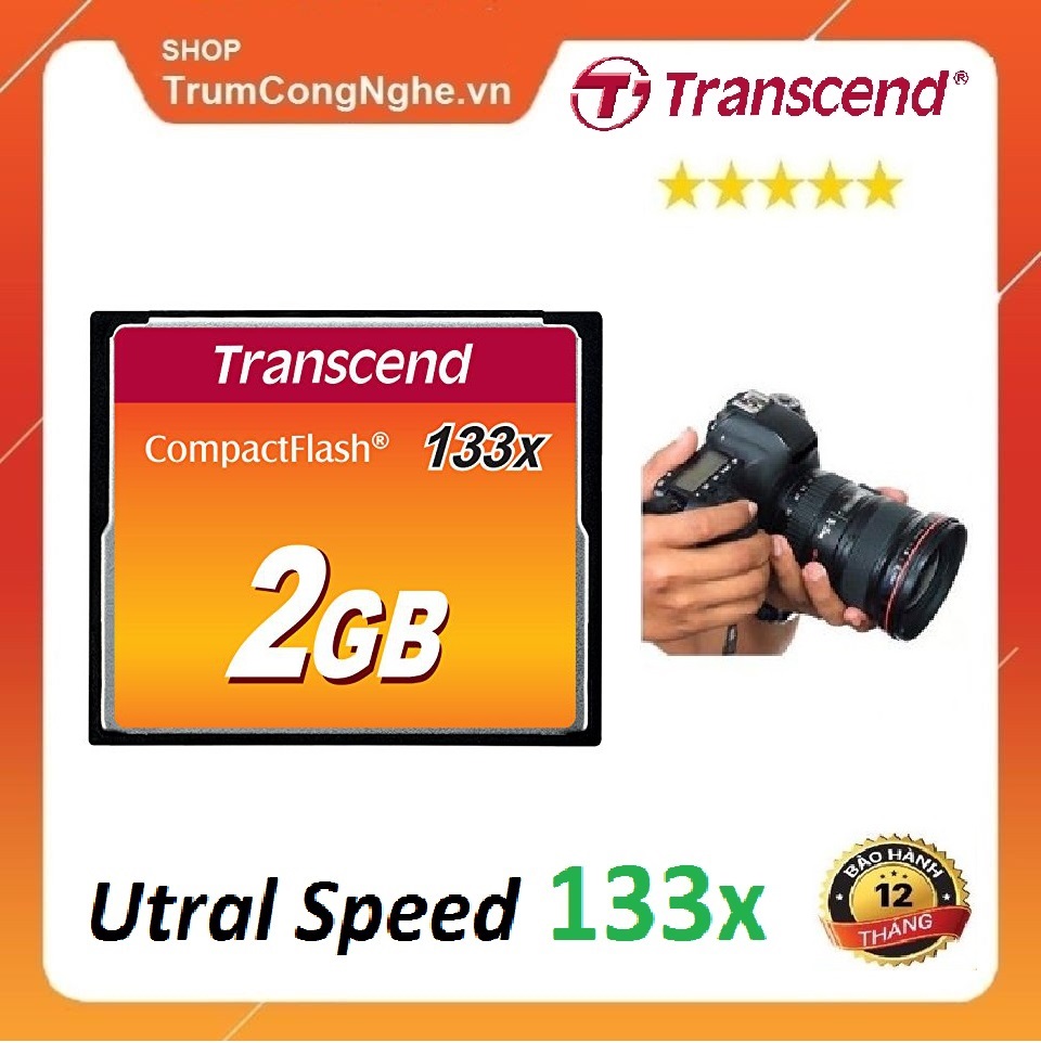 Thẻ nhớ CF Transcend CompactFlash 2GB 133x Speed dùng cho máy ảnh , máy CNC
