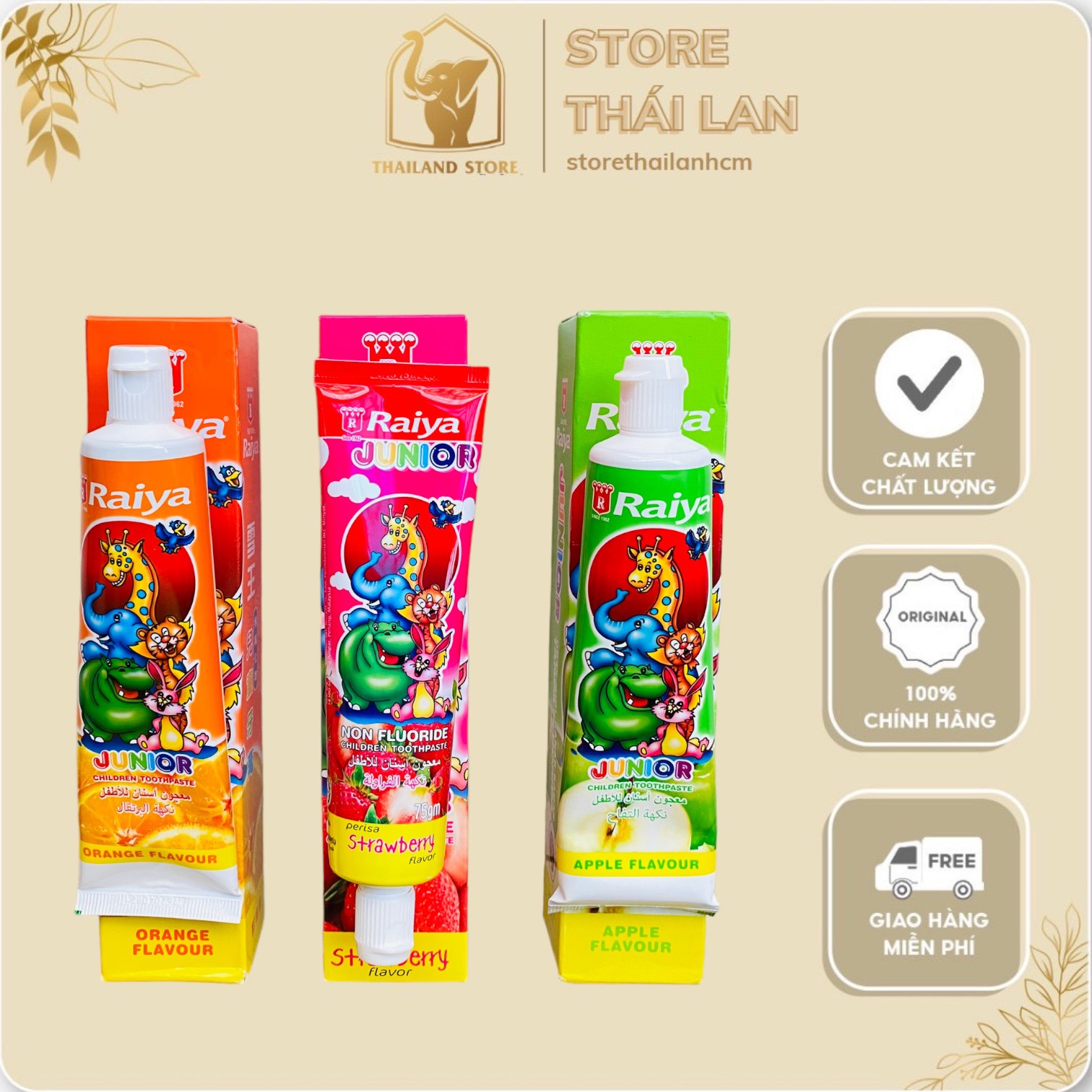 Kem đánh răng trẻ em Raiya Junior không chứa Fluoride 50g