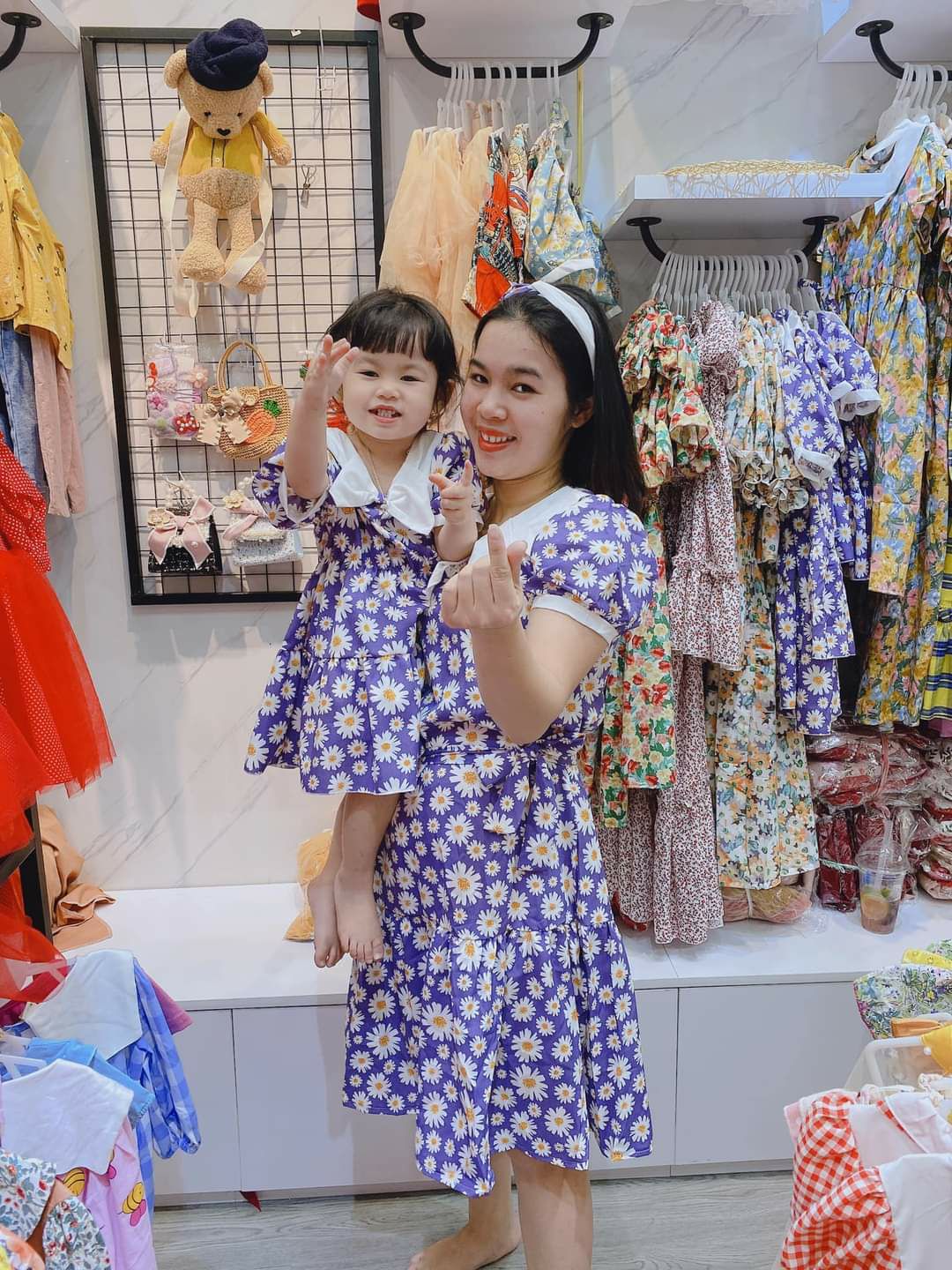 [ CÓ QUÀ TẶNG 💝] Đầm tiểu thư bé gái hoa tím trắng