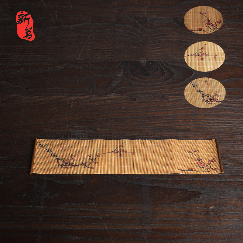Chiếu mành tre, trúc trải lót ấm chén bàn trà đạo (45*10 cm)