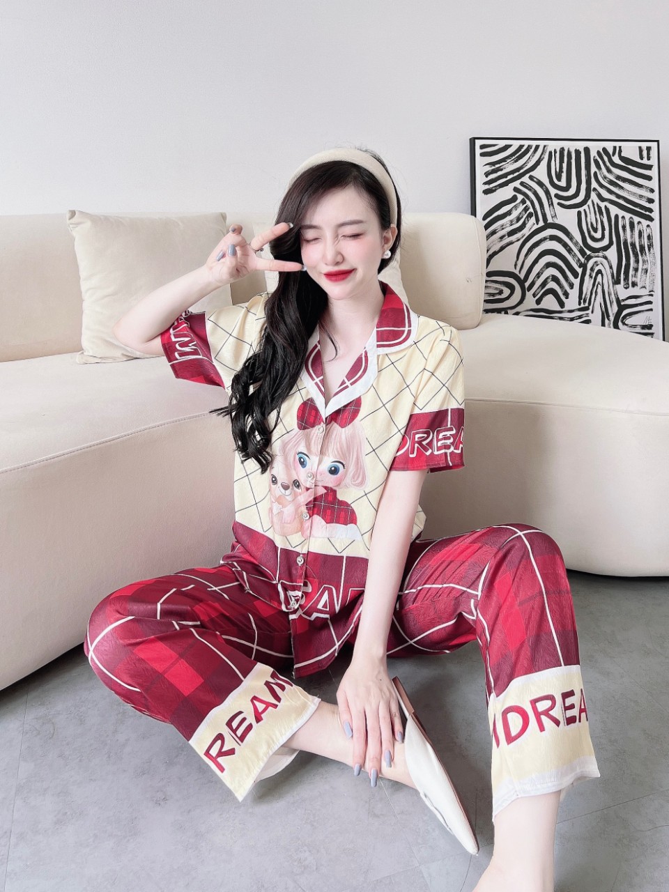 Bộ Pyjama lụa xước ánh kim cao cấp (free size: 45kg đến 65kg) HÀNG THIẾT KẾ MỚI.