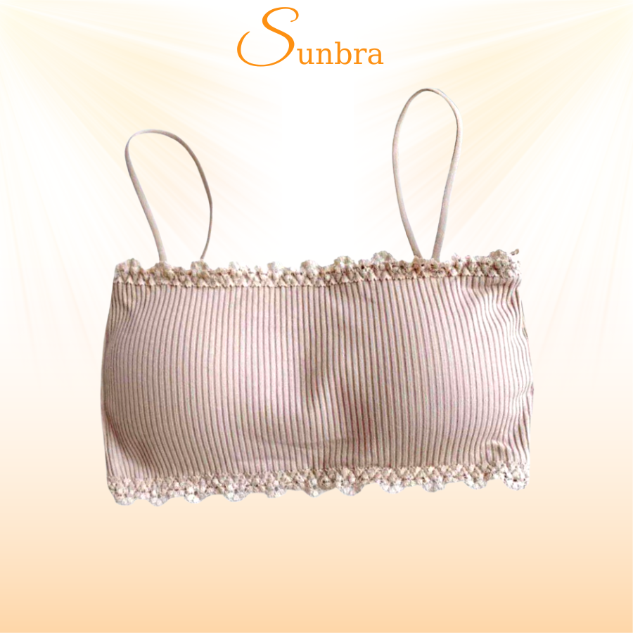 Áo lót ngực bra quây gân tăm cài sau cotton 2 dây học sinh sunbra a636