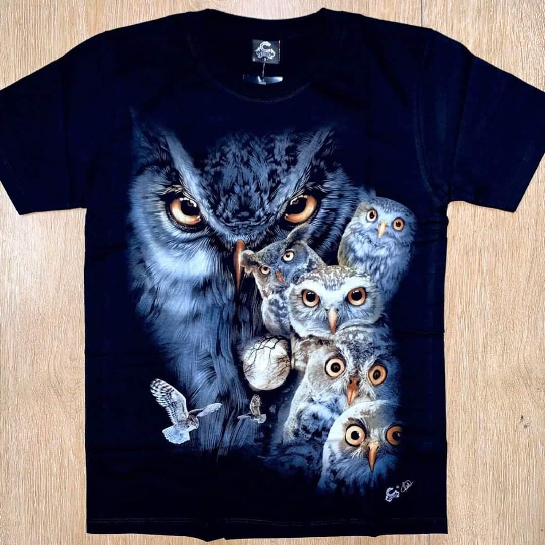 [HCM]Ảnh Thật - Áo thun nam 3D body in hình Chim Cú độc đẹp vải dày mịn mát
