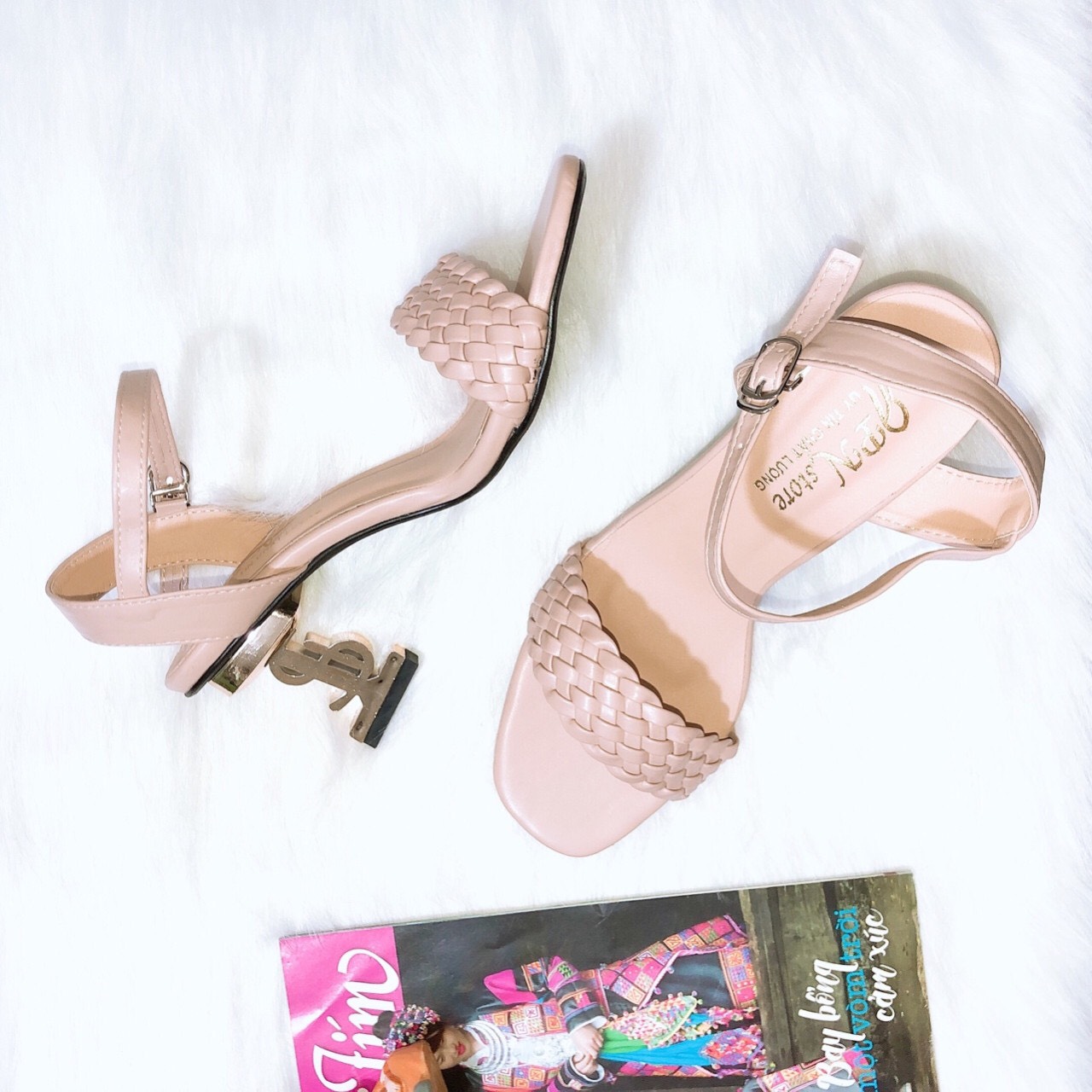 [HCM][ẢNH THẬT] Giày cao gót sandal 7 phân quay sam
