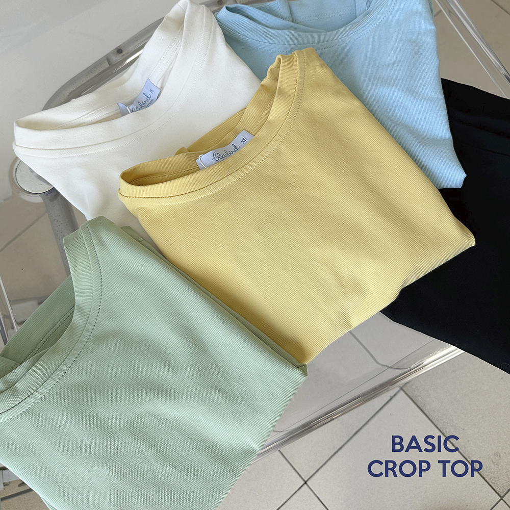BLEUBIRD Áo Crop Top Thun Tăm Basic Crop Top