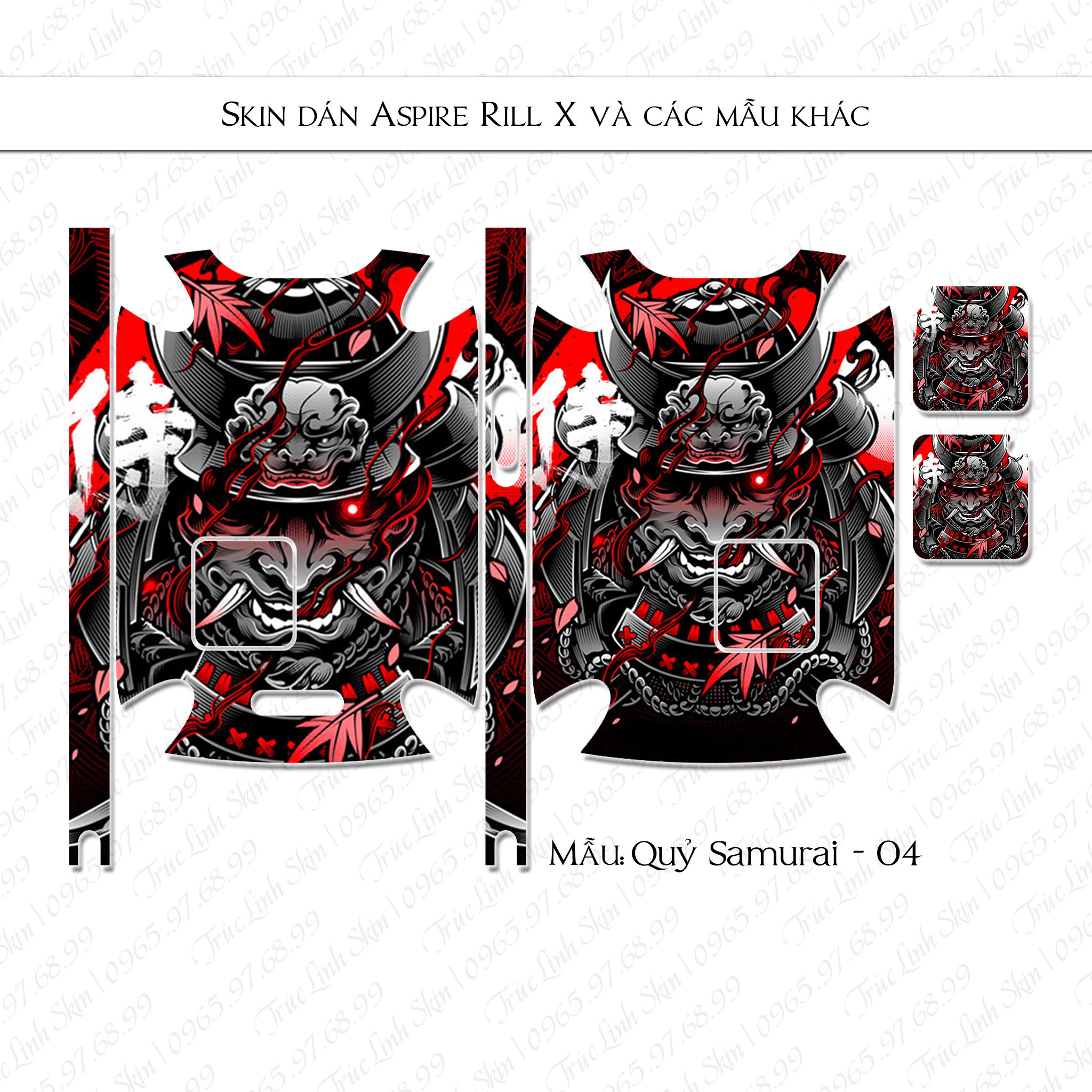 Miếng dán skin cho Riil X mẫu Quỷ Samurai 04 (decal dễ dán, đã cắt sẵn)