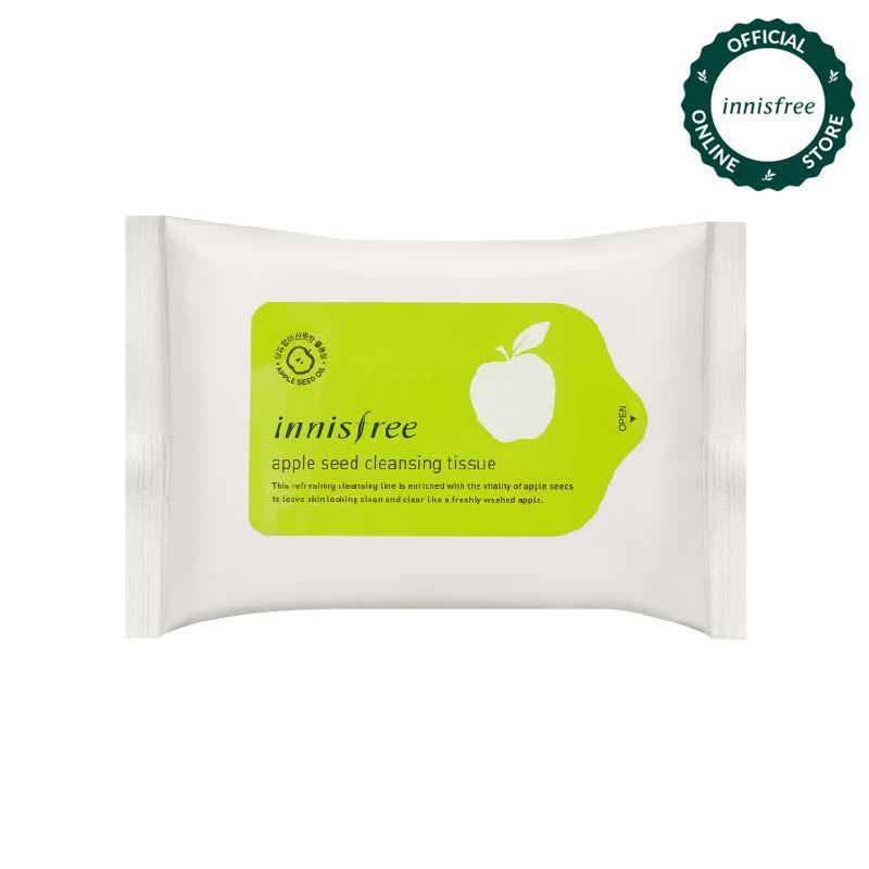 Khăn ướt tẩy trang mắt và môi từ hạt táo Innisfree Apple Seed Lip & Eye Remover Tissue 27g (30 miếng)