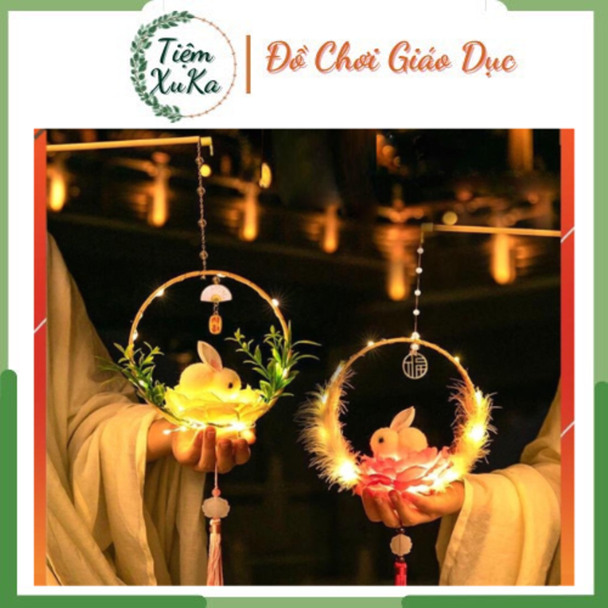 Đèn lồng trung thu cầm tay handmade, đèn lồng thỏ ngọc