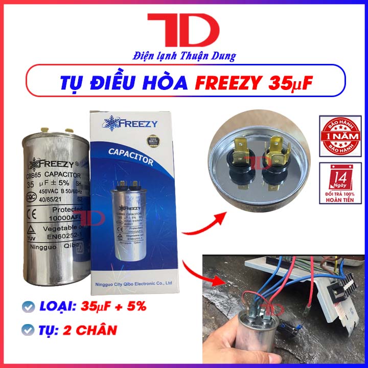 Tụ điều hòa freezy, capa quạt đuôi nóng, capacitor freezy - điện lạnh thuận dung