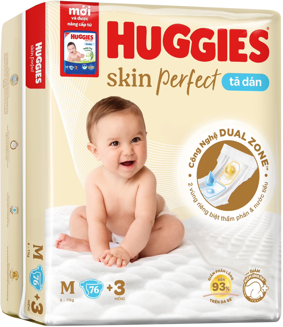 Tã Dán Huggies tràm trà M76/L68/XL60/XXL54 miếng