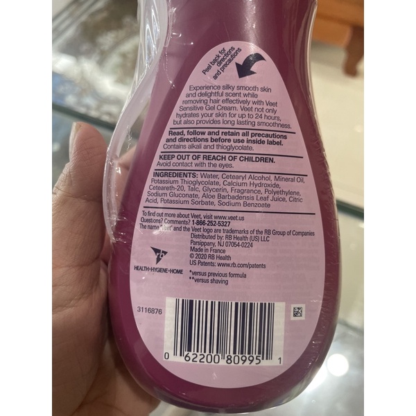 (tự nhập từ Mỹ Air có bill)Kem tẩy lông Veet dạng g.el 400ml