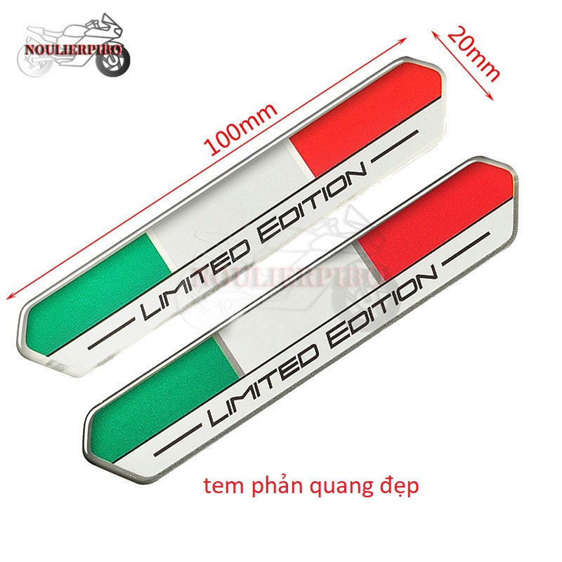 Tem 3 màu cờ ý limited edition pvc dẻo dán xe phản quang mạnh