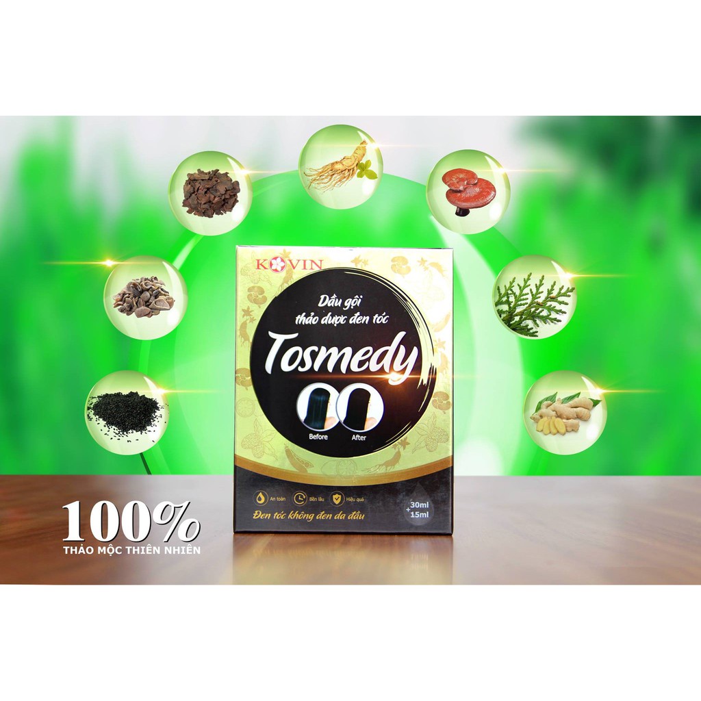 [Nhuộm Tóc Thảo Dược] Tosmedy Đen Tóc Mềm Mượt Đều Màu