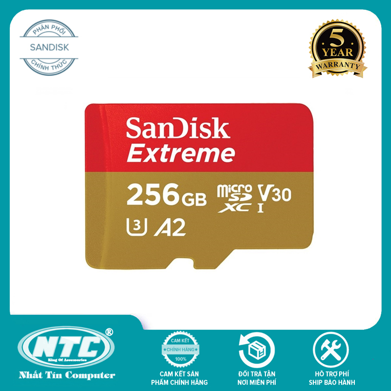 Thẻ Nhớ MicroSDXC SanDisk Extreme 256GB V30 U3 4K A2 R160MB/s W90MB/s (Vàng) - No Adapter - Nhất Tín Computer
