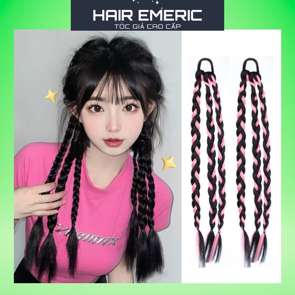 Dây buộc tóc giả thắt bím phong cách Hàn Quốc Emeric