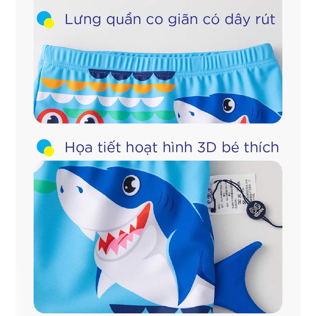 QUẦN BƠI (MÃ 015) HÌNH CÁ MẬP 3D DÀNH CHO BÉ TRAI