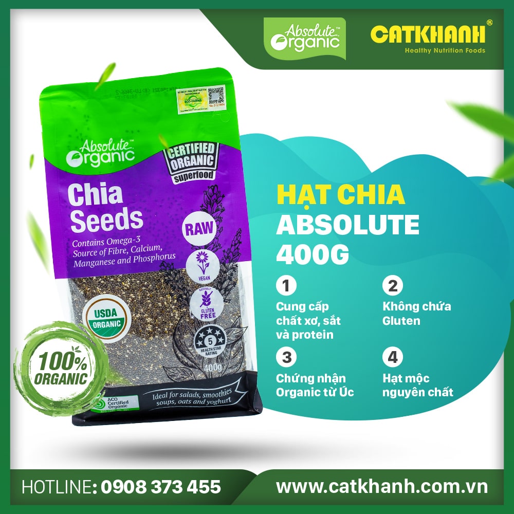 Hạt chia Absolute Organic túi 400gr - Giao nhanh
