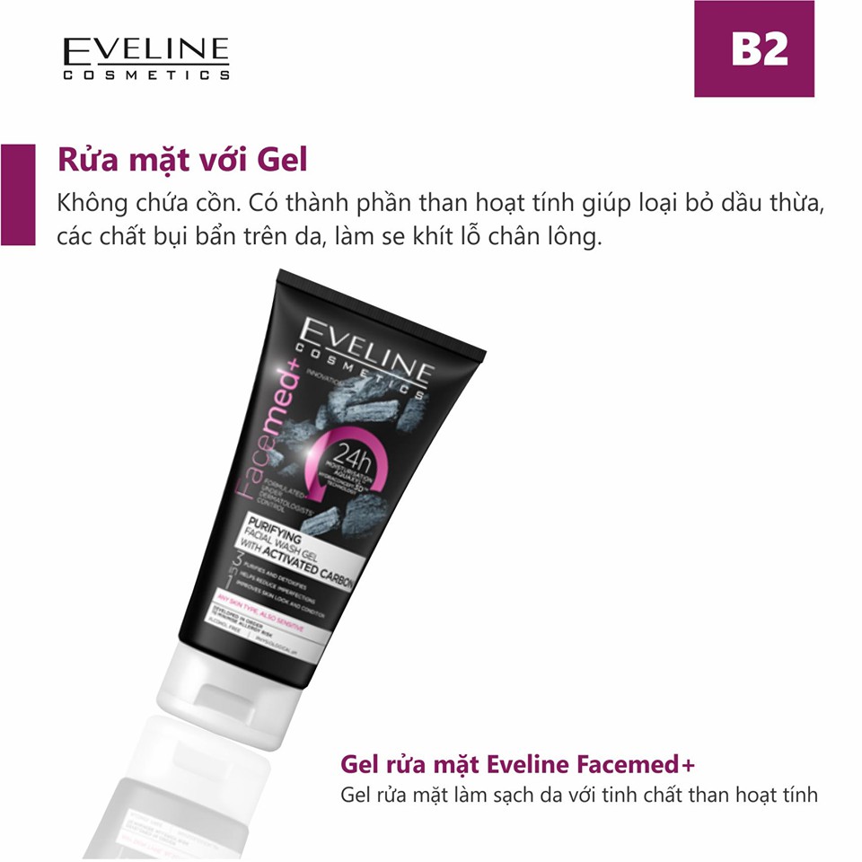 [DEAL HÈ] Sữa rửa mặt thải độc than hoạt tính Eveline Facemed+ 150ml