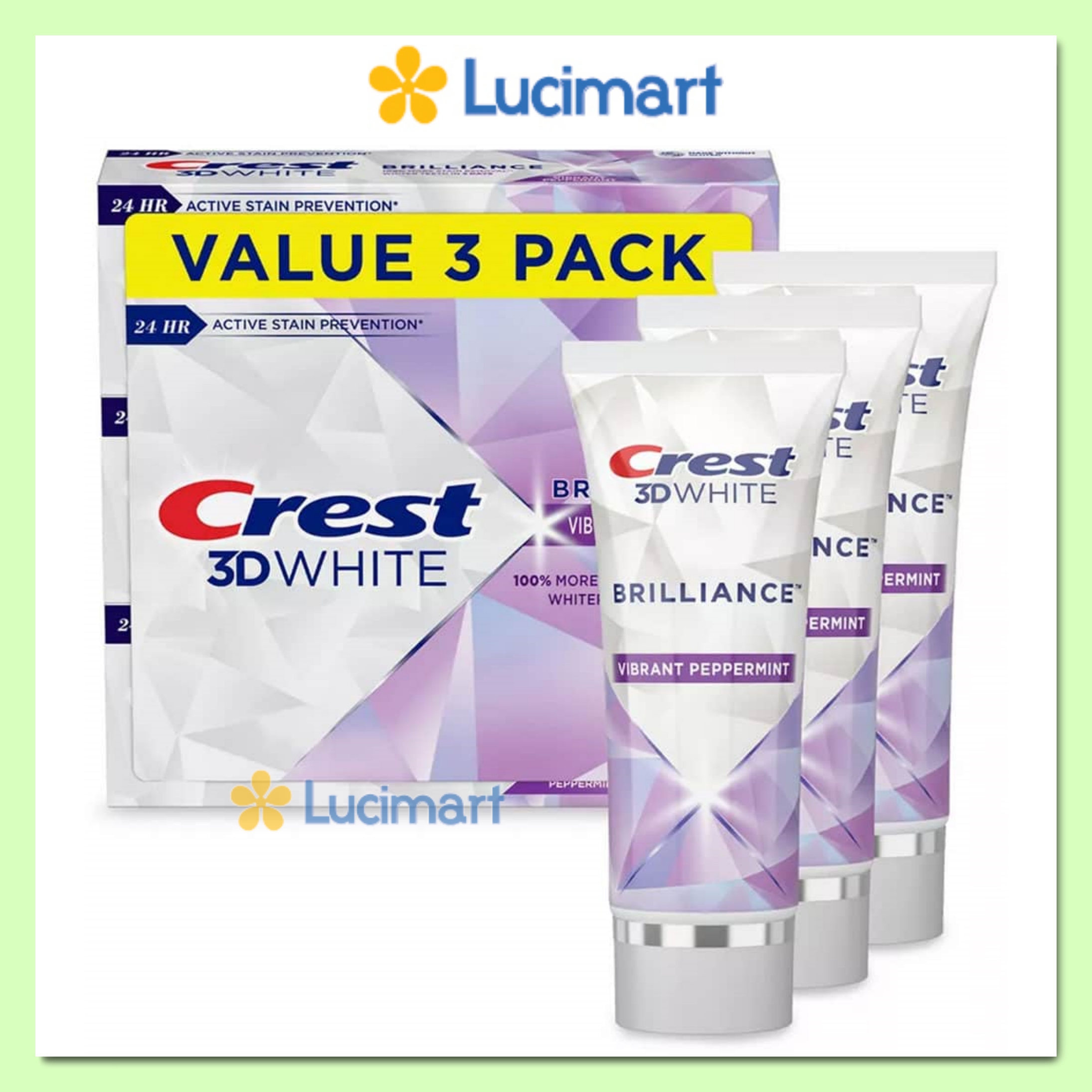 Kem đánh răng Crest 3D White Brilliance làm sáng răng [Hàng Mỹ]