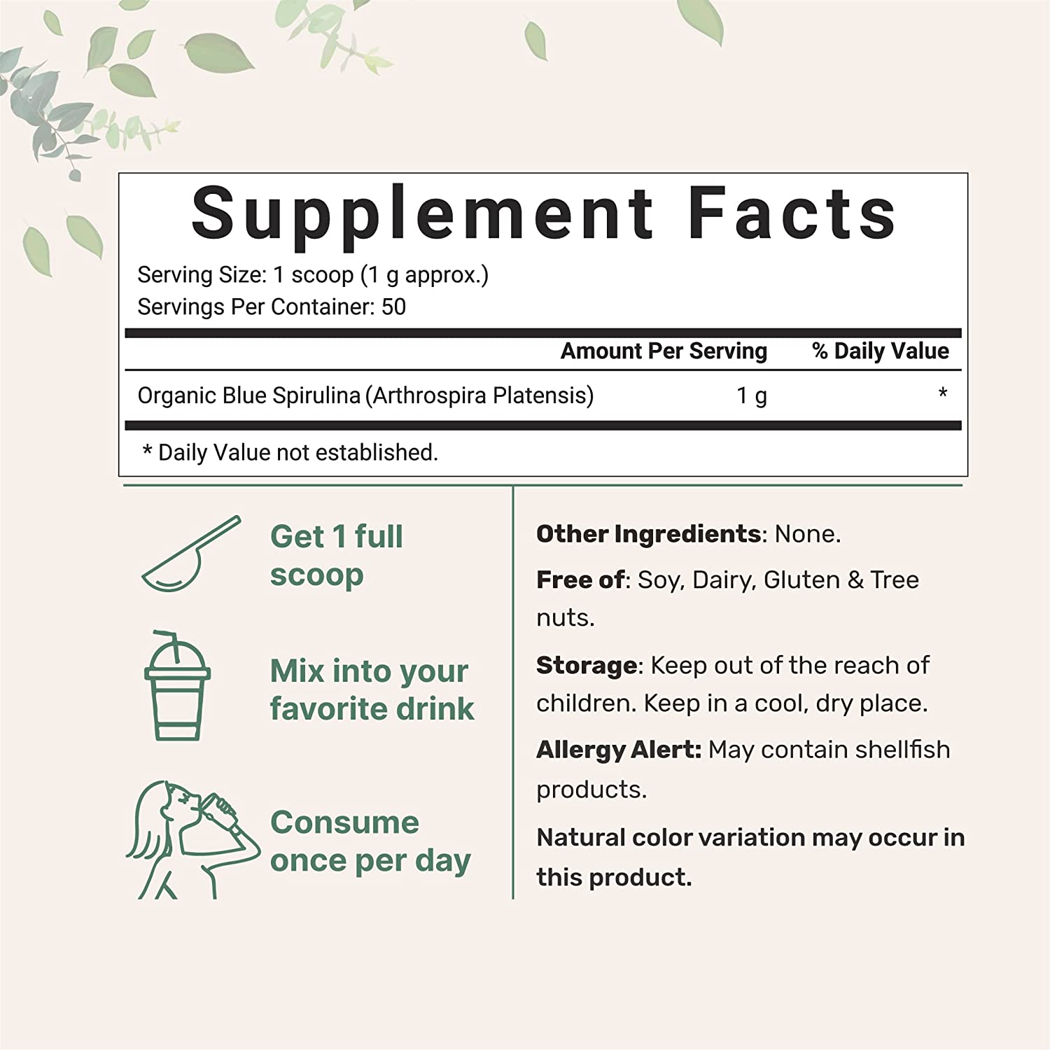 Micro Ingredients Organic Blue Spirulina Powder 60g