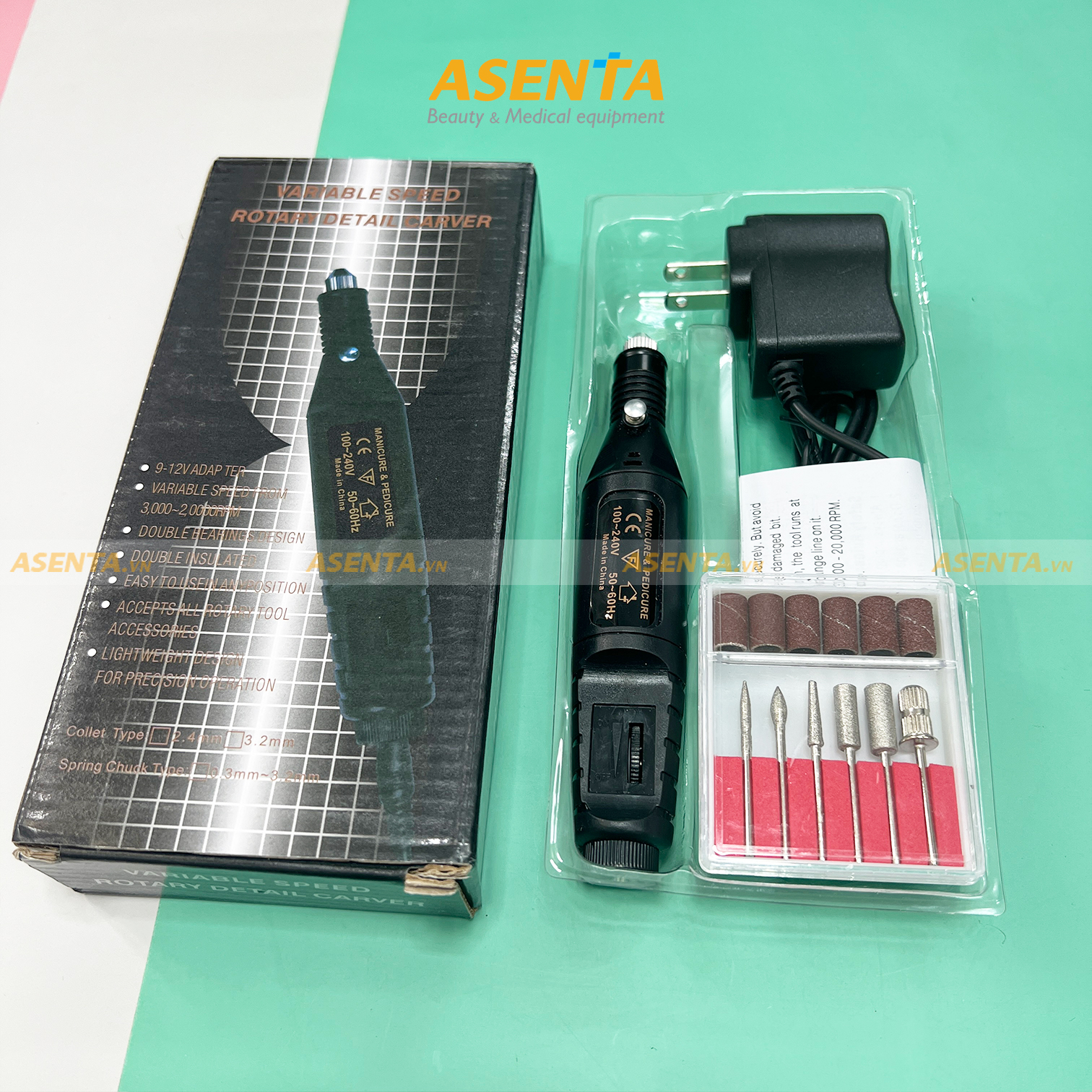 Máy mài móng nail mini, máy mài móng mini cầm tay mini Asenta (Chính hãng)
