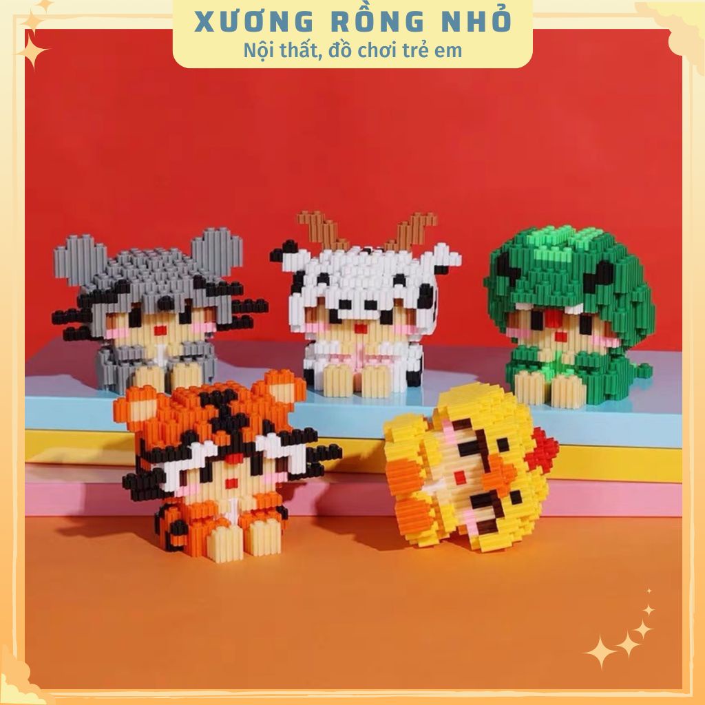 ,Mô hình lắp ráp 12 con giáp  3D mini