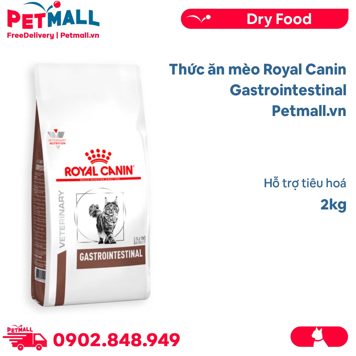 Thức ăn mèo Royal Canin Gastrointestinal 2kg - Hỗ trợ tiêu hoá Petmall