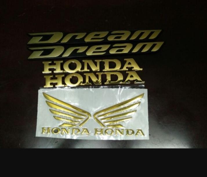 Bộ tem honda Dream vàng chữ nổi 4 miếng