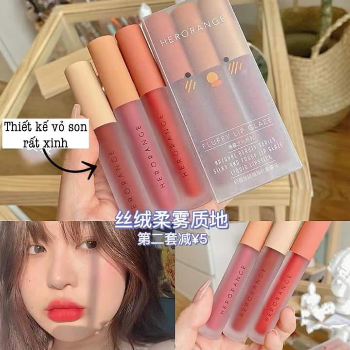 Son Heorange Set 3 Cây Son Kem