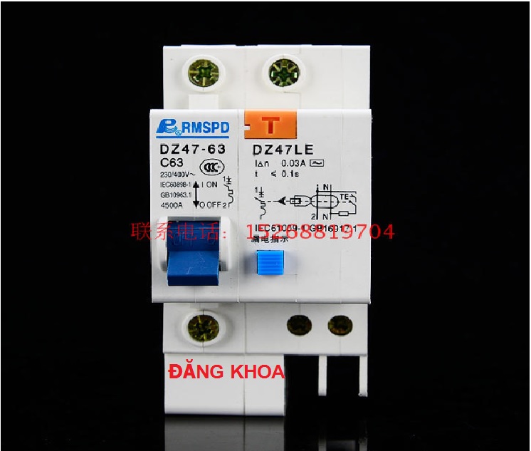 Aptomat chống giật 1P + N dòng điện 63A