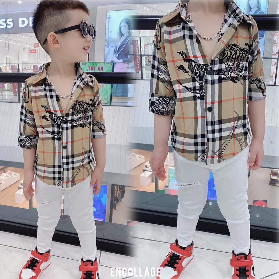 Áo sơ mi lụa 3D sang chảnh cho bé trai/gái 7-20kg