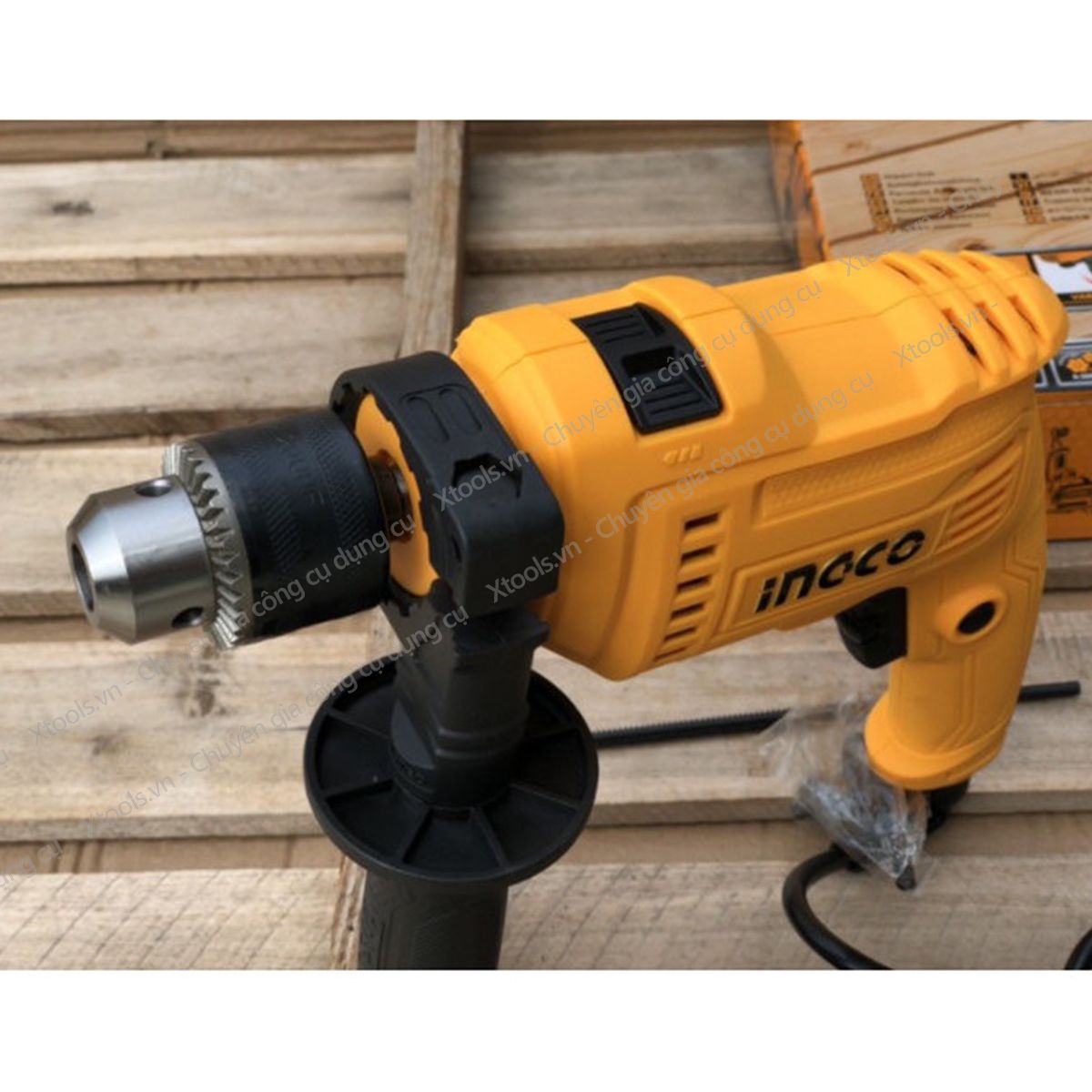 Máy khoan búa cầm tay INGCO ID8508E 850W máy khoan điện có khoan động lực, tốc độ tùy chỉnh, đảo chiều, 0-3000rpm, 13mm