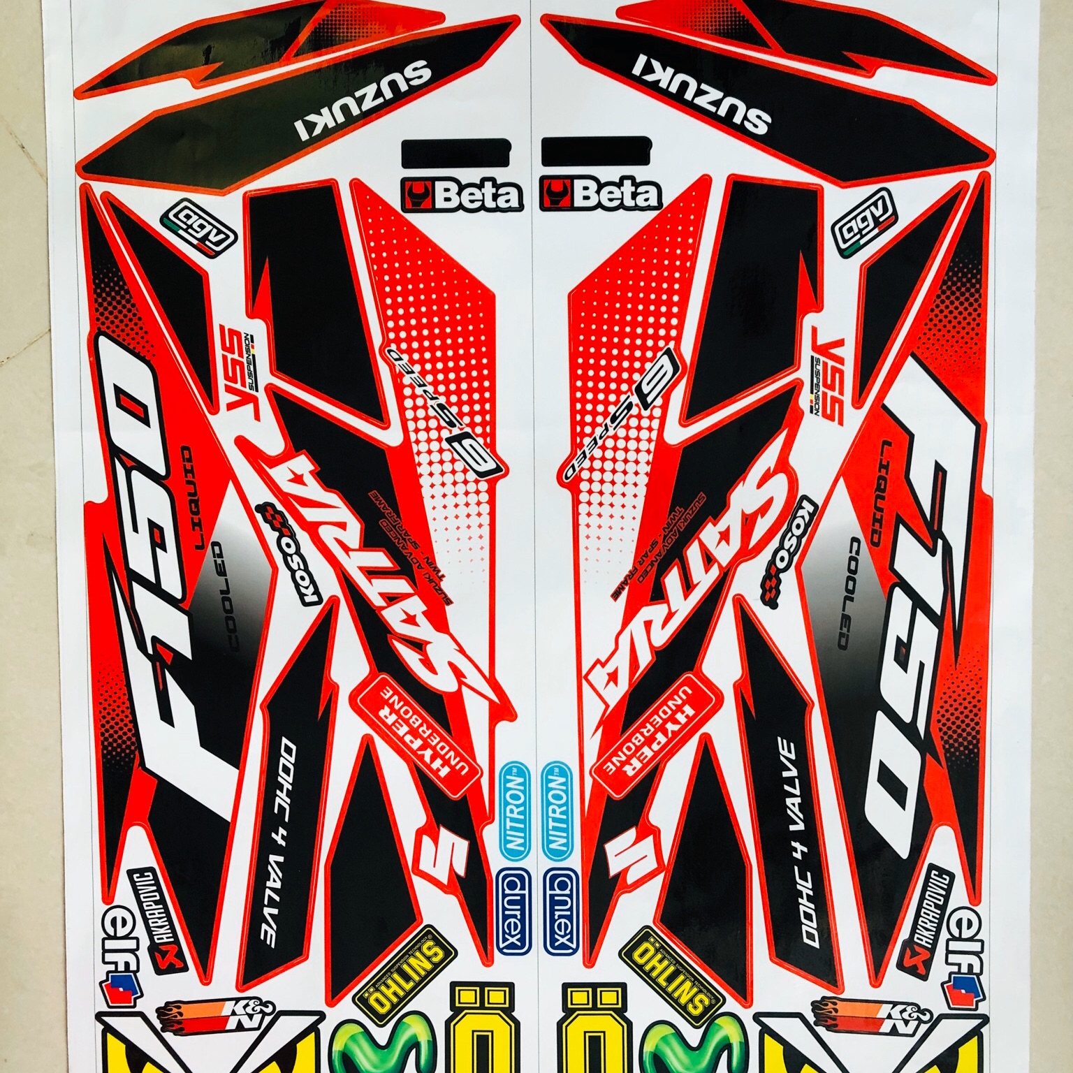 Tem rời dán xe Satria Fi dán xe đỏ