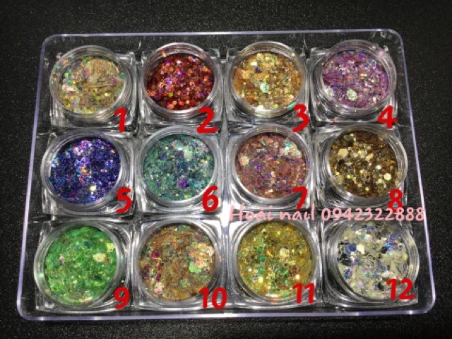Set nhũ vảy cá siêu siêu sáng (12 màu) Phụ kiện Nail