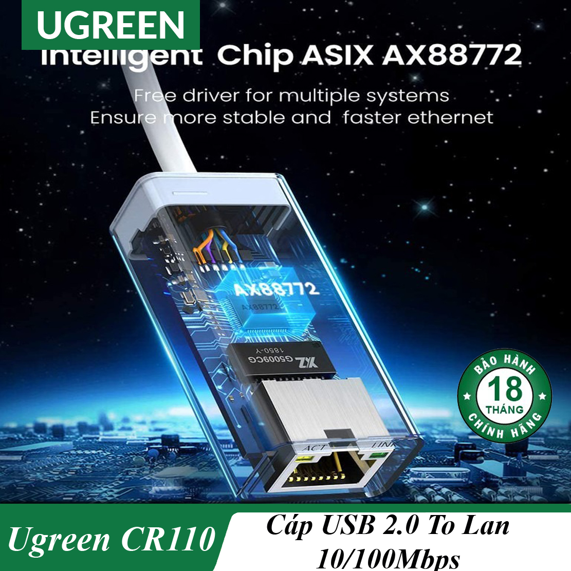 [HCM]Cáp Chuyển USB Ra LAN Chính Hãng UGREEN CR110 Cao Cấp