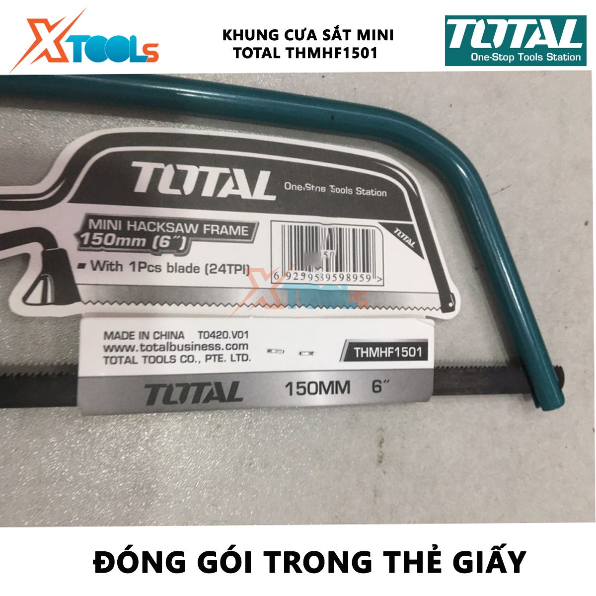 Khung cưa sắt mini Total THMHF1501 | Khung cưa sắt cầm tay kích thước 150mm (6") khung lắp lưỡi cưa, thép cao cấp, chắc chắn
