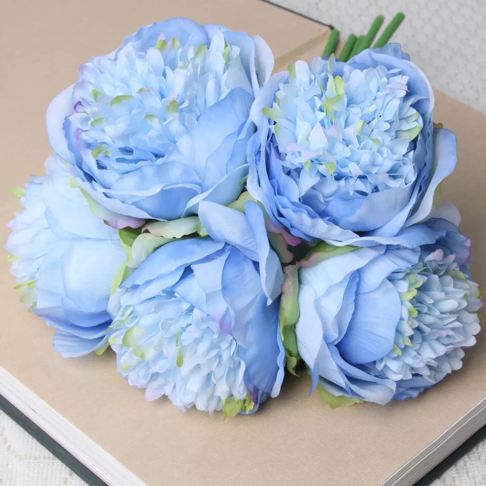 Bó 5 cành hoa mẫu đơn lụa cỡ lớn loại 1 - hoa lụa - hoa giả - hoa trang trí decor phòng khách, nhà hàng, khách sạn