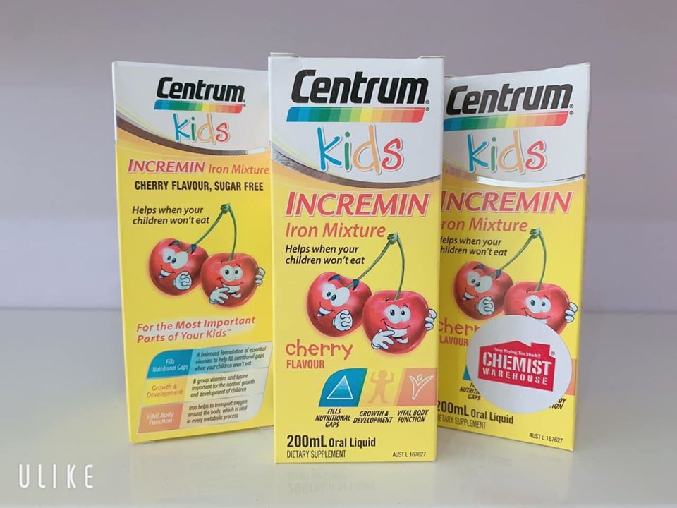 ( Mẫu Mới) Siro Centrum Kids 200ml Incremin Iron Mixture Úc