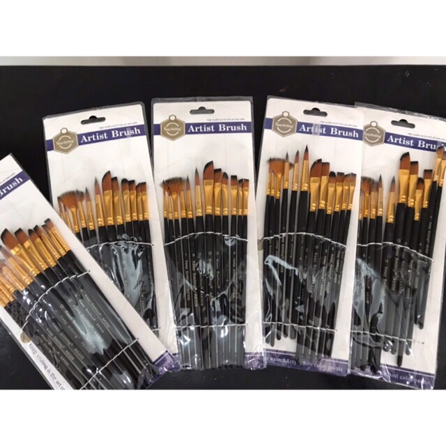 CỌ VẼ XỊN- CỌ VẼ CƠ THỂ- CỌ VẼ TRANH - BỘ CỌ VẼ 12 CÂY MÀU ĐEN ĐỦ SIZE CỌ KHÁC NHAU : CỌ NÉT/ CỌ TRÒN/ CỌ BẢN / CỌ XÒE /CỌ LÔNG