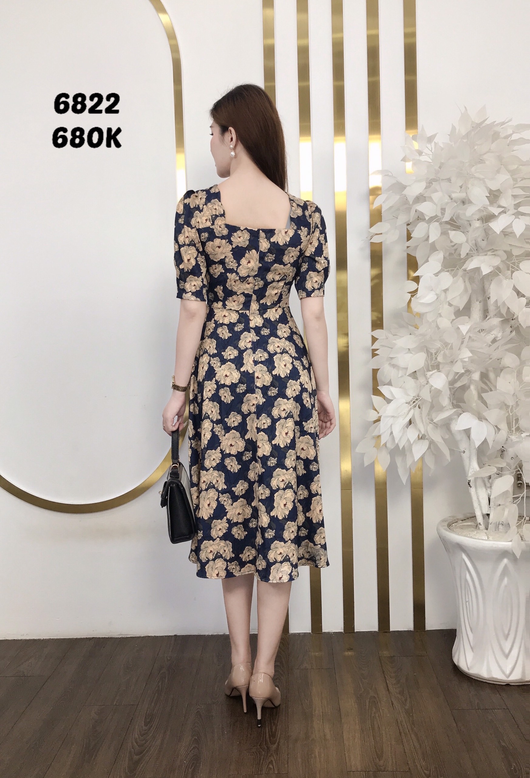 Đâm EMY EM6822 Xoè Xanh Đen Lụa Vân Pháp