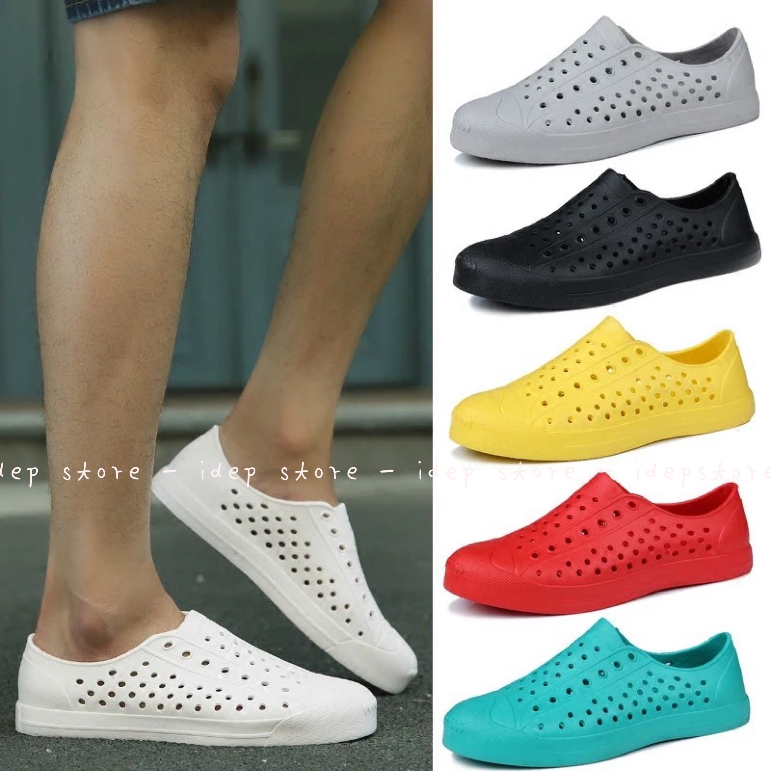 Giày nhựa lỗ nam đi mưa GL025 siêu nhẹ siêu mềm