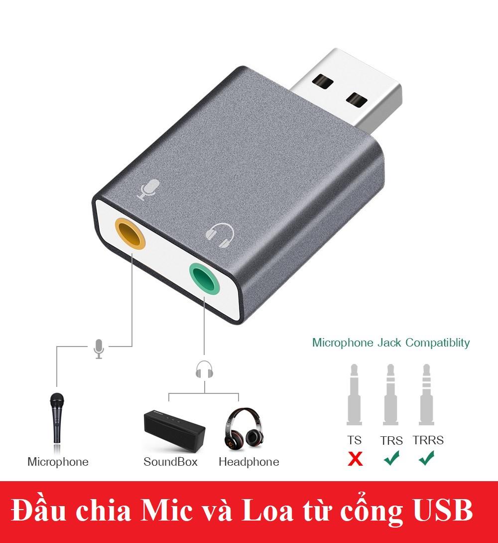 Đầu chia Mic và Loa từ cổng USB
