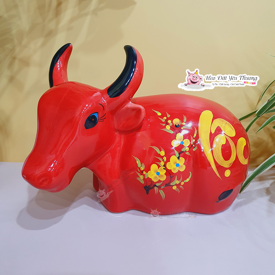 Trâu sừng tiết kiệm chất liệu gốm sứ ống heo tiết kiệm lợn đất đựng tiền trưng bày trang trí quà tặng