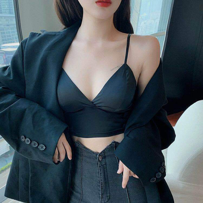 Áo bra satin phi lụa 2 dây lưng thun siêu tôn dáng - NHShop