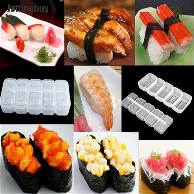 Jettingbuy Japan Nigiri Sushi Mold Rice Ball 5 Rolls Maker Non Stick Press Bento Tools