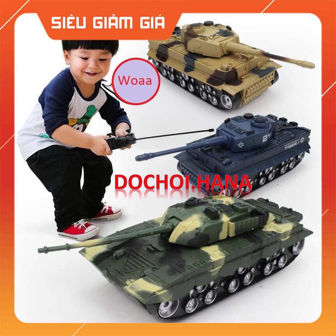 Xe tăng điều khiển từ xa , tặng pin , điều khiển 4 chiều,có đèn âm thanh,bé luyện kỹ năng.