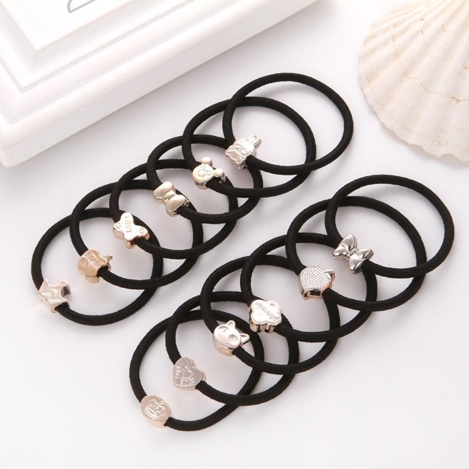 Dây Cột Tóc Cao Su Đính Hạt Vàng Cho Nữ
