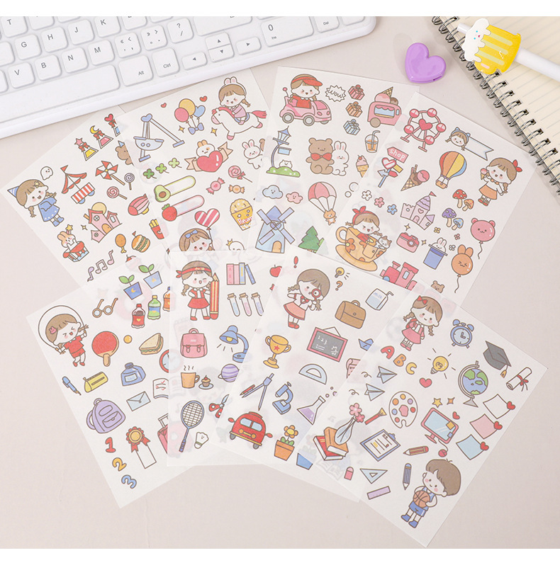 [Có sẵn] Sticker Cô Gái decor trang trí bàn học, sổ nhật kí ( Set 4 tấm)