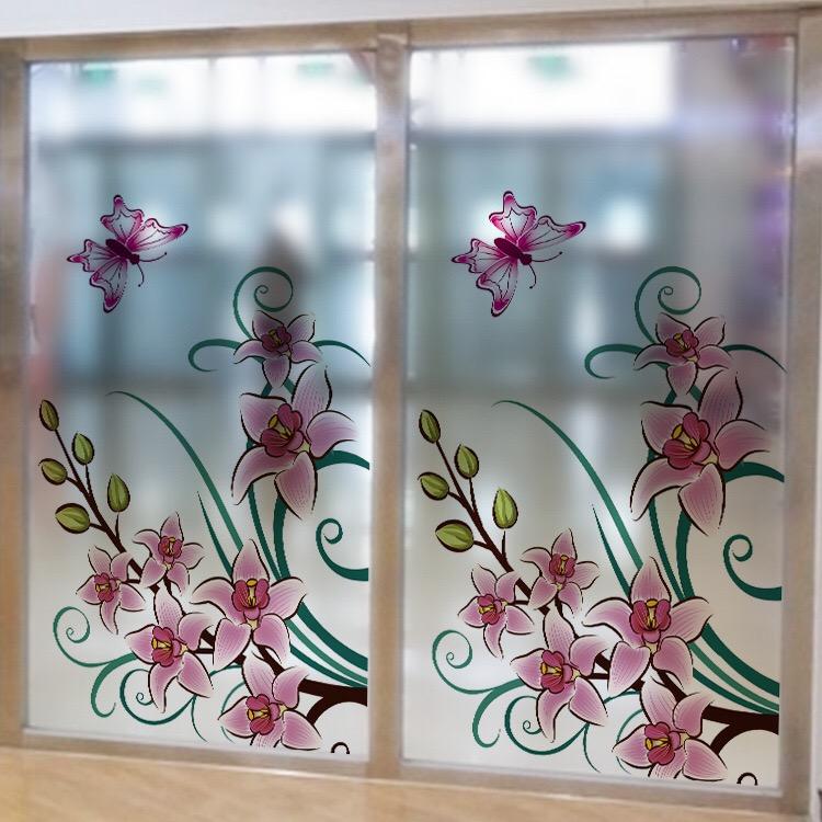 [HCM]Decal Dán Kính Cao Cấp - Hoa Ly Hồng cong ( 60x116 )-DK1046