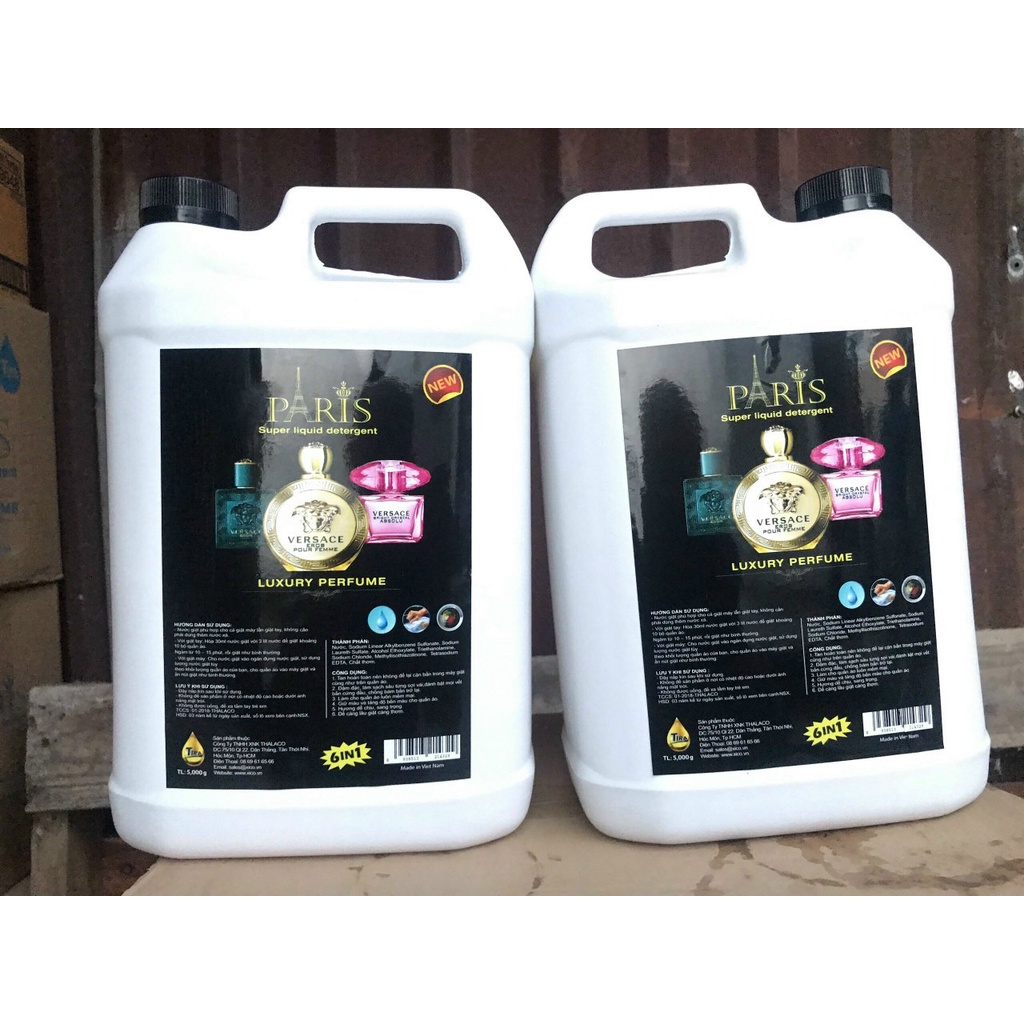 Combo 2 can nước giặt xả paris 5 lít hương nước hoa pháp - màu trắng